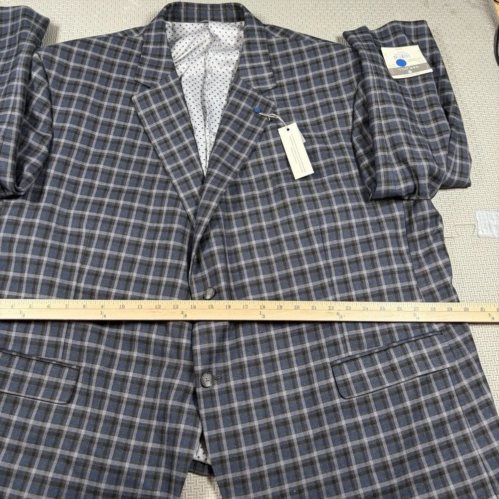 Oak Hill Blazer 4XL Men Gray Glen Plaid Check Basket Weave Sport Coat Jacket NWT